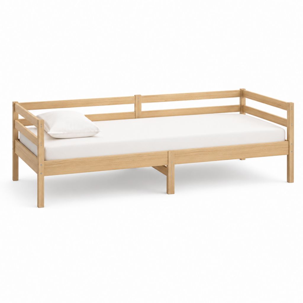Tagesbett Einzelbett Natur Kiefer Massivholz Rechteckig 90 x 200 cm