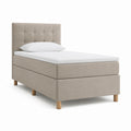 Polsterbett Einzelbett Beige Polyester Rechteckig mit gepolstertem Kopfteil 90 x 200 cm