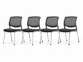4er Set Konferenzstühle Schwarz Polyester-Netzgewebe PVC-Kunstleder Stahlgestell 55 x 55 x 84 cm