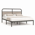 Metallbettgestell Doppelbett Schwarz mit Polyester-Kopfteil für Matratze 160 x 200 cm