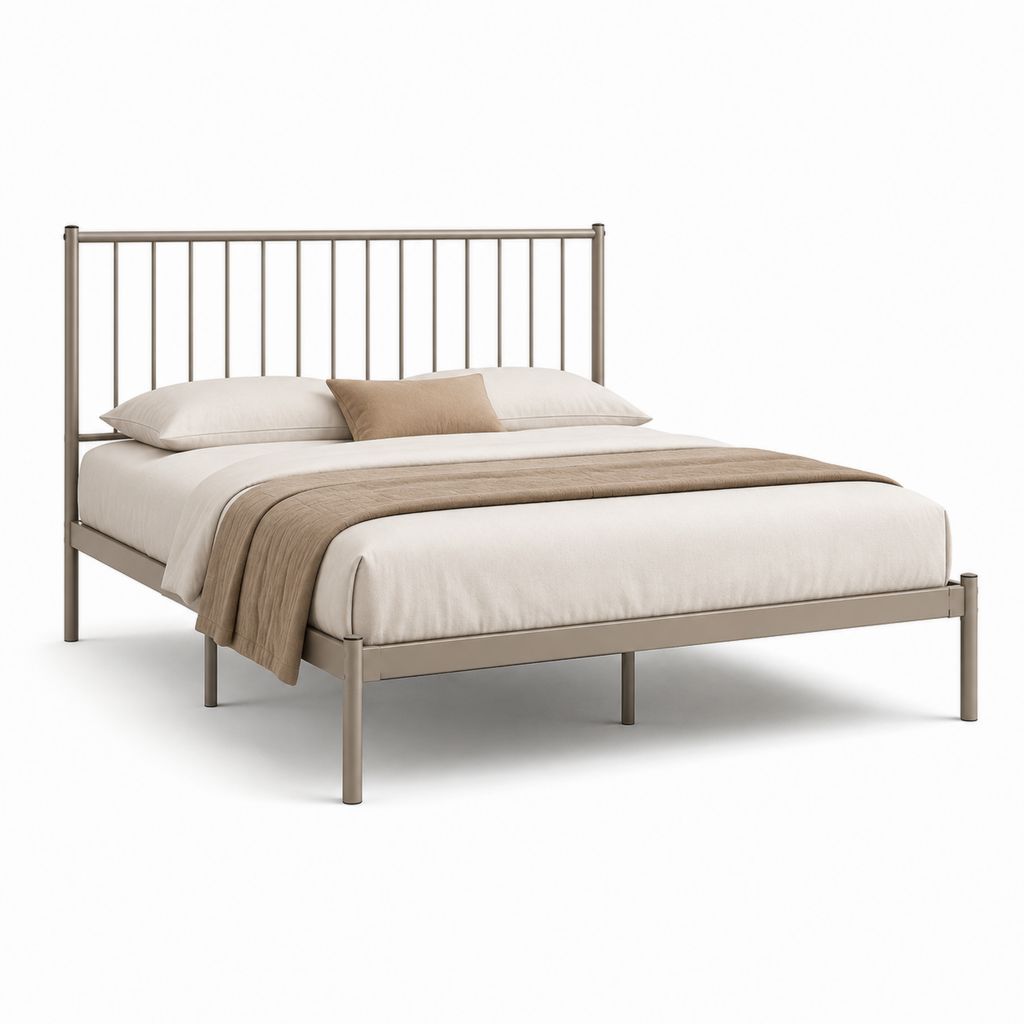 Metallbett Bettgestell Taupe pulverbeschichteter Stahl rechteckig 160 x 200 cm