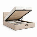 Polsterbett mit Stauraum Beige Polyester 160 x 200 cm mit Gasdruckfedern und Lattenrost