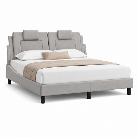 Polsterbett Doppelbett Hellgrau Polyester Rechteckig 180 x 200 cm