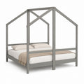 Himmelbett Bettgestell Grau aus massivem Kiefernholz für Matratze 160 x 200 cm 211 x 171 x 200 cm