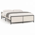 Polsterbett Bettgestell Creme Schwarz Stahl Polyester rechteckig 160 x 200 cm