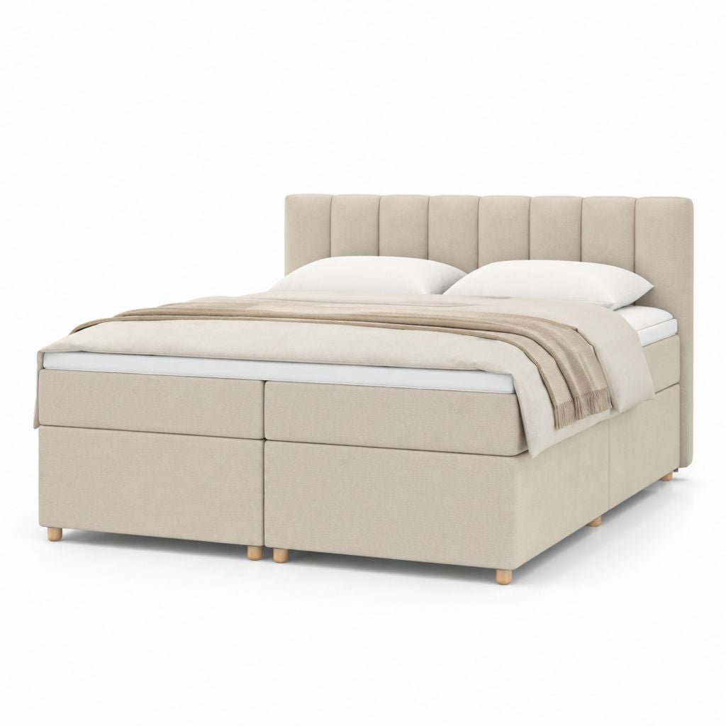 Polsterbett mit 4 Schubladen Beige Polyester rechteckig 180 x 200 cm