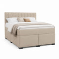 Polsterbett Beige mit Polyesterbezug und gepolstertem Kopfteil 180 x 200 cm