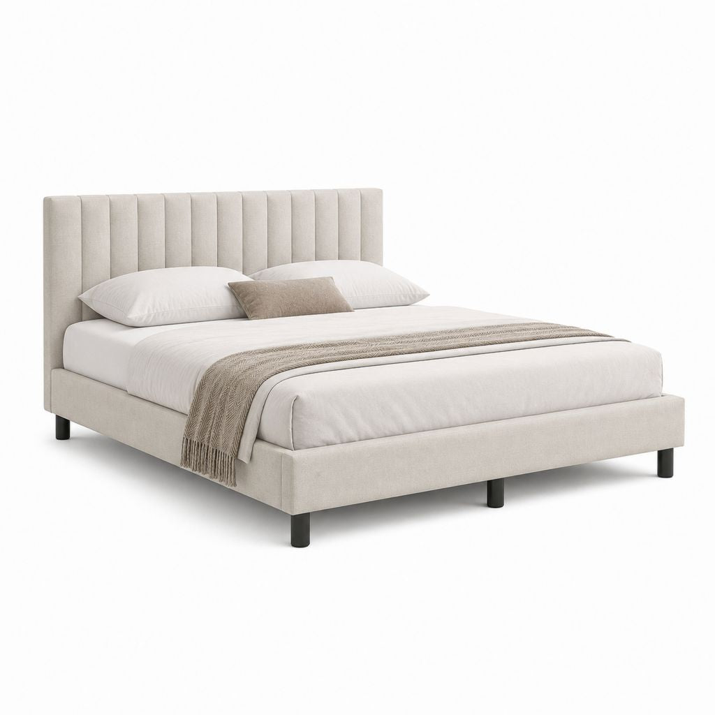 Polsterbett Doppelbett Beige Polyester Rechteckig 160 x 200 cm