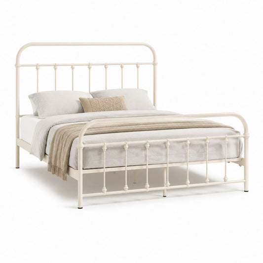 Metallbett Doppelbett Elfenbein Stahlrohr für Matratze 160 x 200 cm