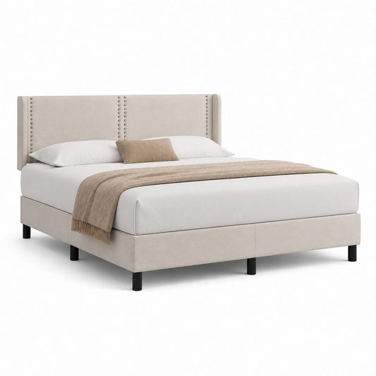 Polsterbett Doppelbett Beige Polyester Rechteckig 180 x 200 cm