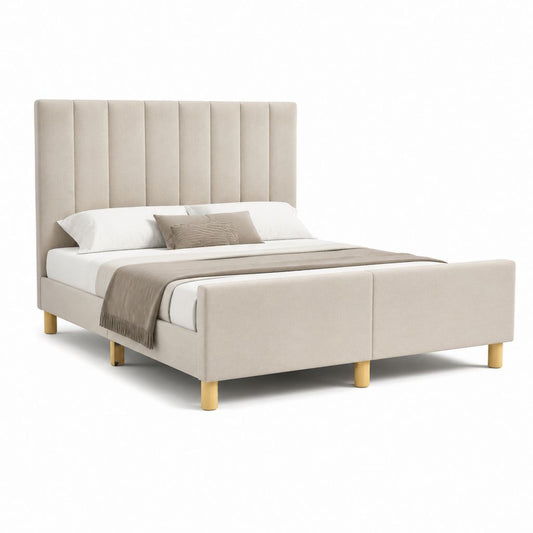 Polsterbett Doppelbett Beige Polyester Rechteckig Liegefläche 160 x 200 cm Außenmaß 174 x 215 x 120 cm