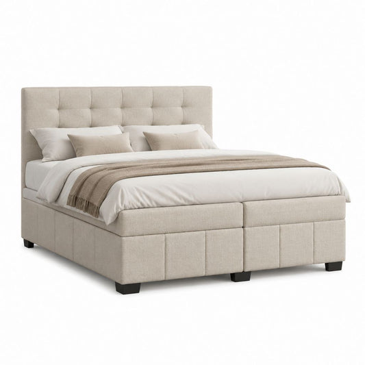 Polsterbett Doppelbett Beige Polyester Rechteckig 180 x 200 cm