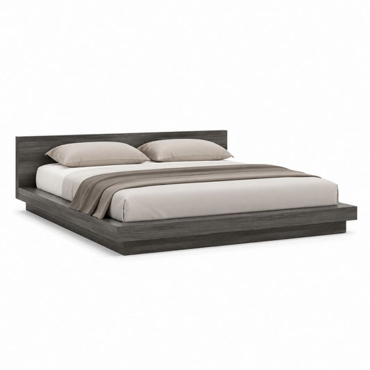Bettgestell Doppelbett Dunkelgrau Spanplatte rechteckig 180 x 200 cm