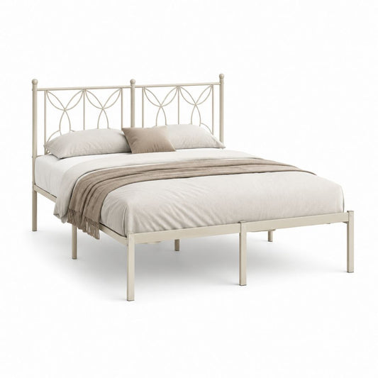 Metallbett Doppelbett Creme Stahl rechteckig 160 x 200 cm