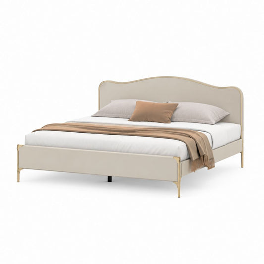 Polsterbett Bettgestell Beige Polyester Rechteckig 160 x 200 cm