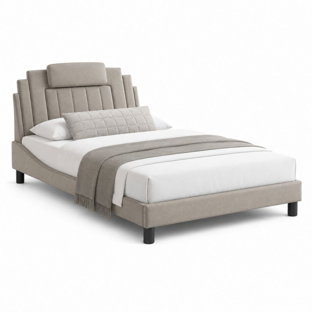 Polsterbett Doppelbett Taupe Polyester rechteckig 160 x 200 cm