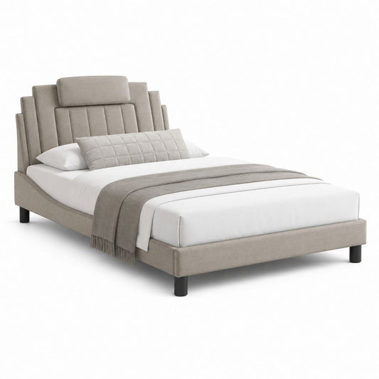 Polsterbett Doppelbett Taupe Polyester rechteckig 160 x 200 cm